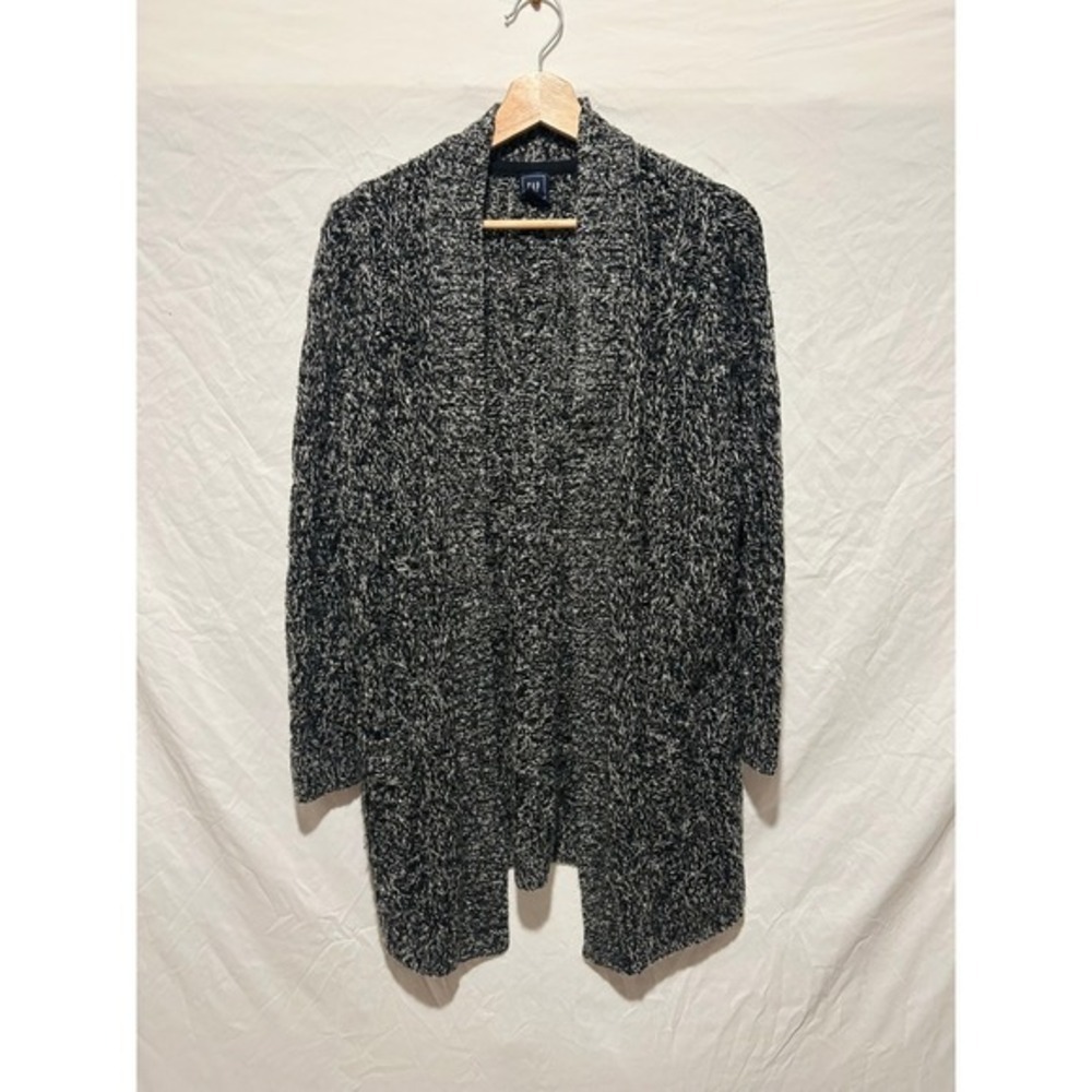 GAP Women's Charcoal Black Marled Knit Long Cardigan‎ Sweater XS